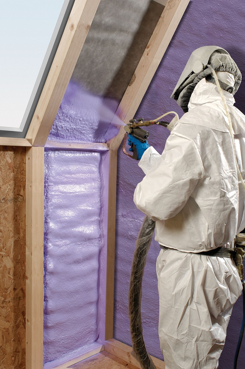 Insulation contractors in Las Vegas doing spray foam insulation application.