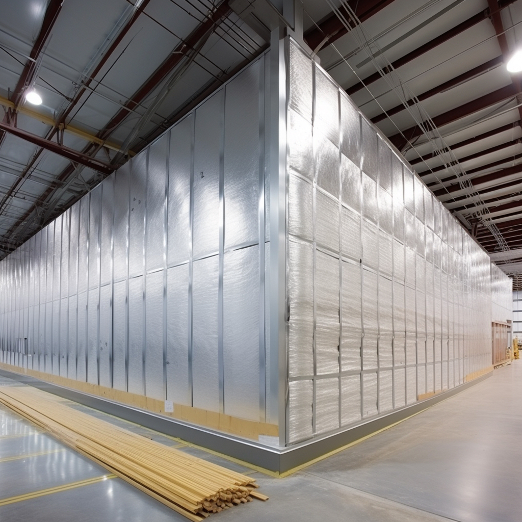 Metal building insulaion in a warehouse in Las Vegas, NV.