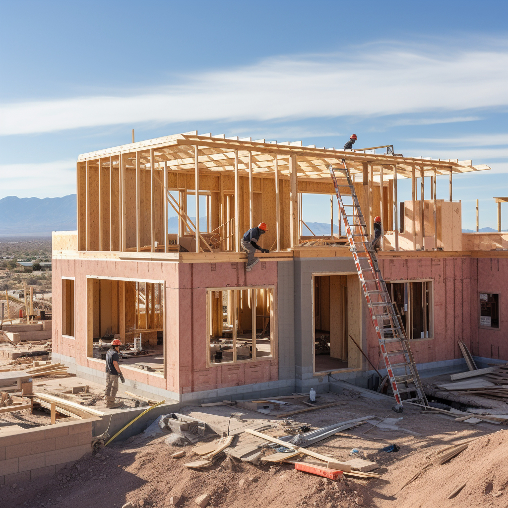 A Las Vegas home being built with foam construction.